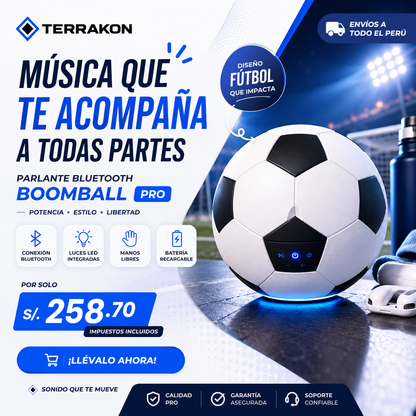 Parlante Bluetooth Modelo Pelota BoomBall Portátil Calidad Pro con Luces LED y Manos Libres