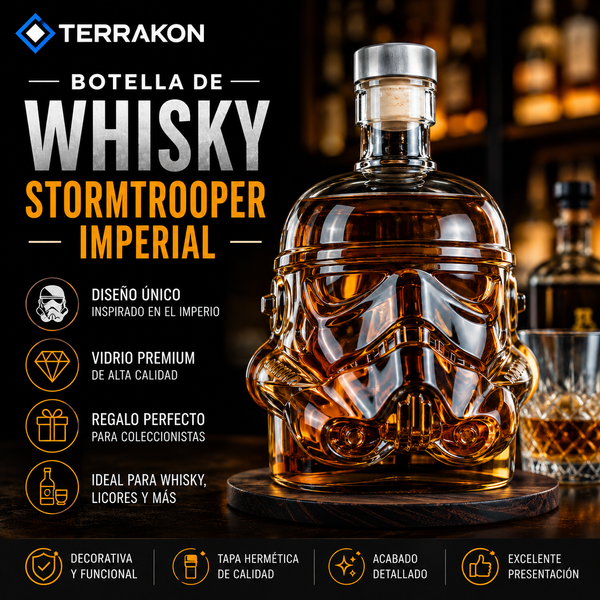 Botella de Whisky Stormtrooper Imperial Star Wars | Decantador de Vidrio para Licores y Coleccionistas