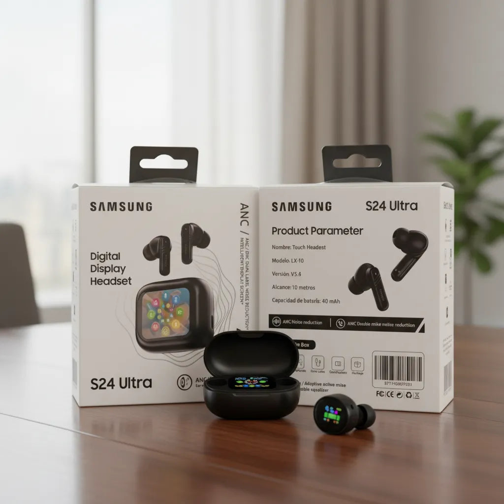 Audífonos Bluetooth S24 Ultra Pantalla Táctil Digital LCD ANC Bluetooth 5.4 Recargables