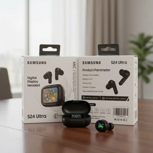 Audífonos Bluetooth S24 Ultra Pantalla Táctil Digital LCD ANC Bluetooth 5.4 Recargables