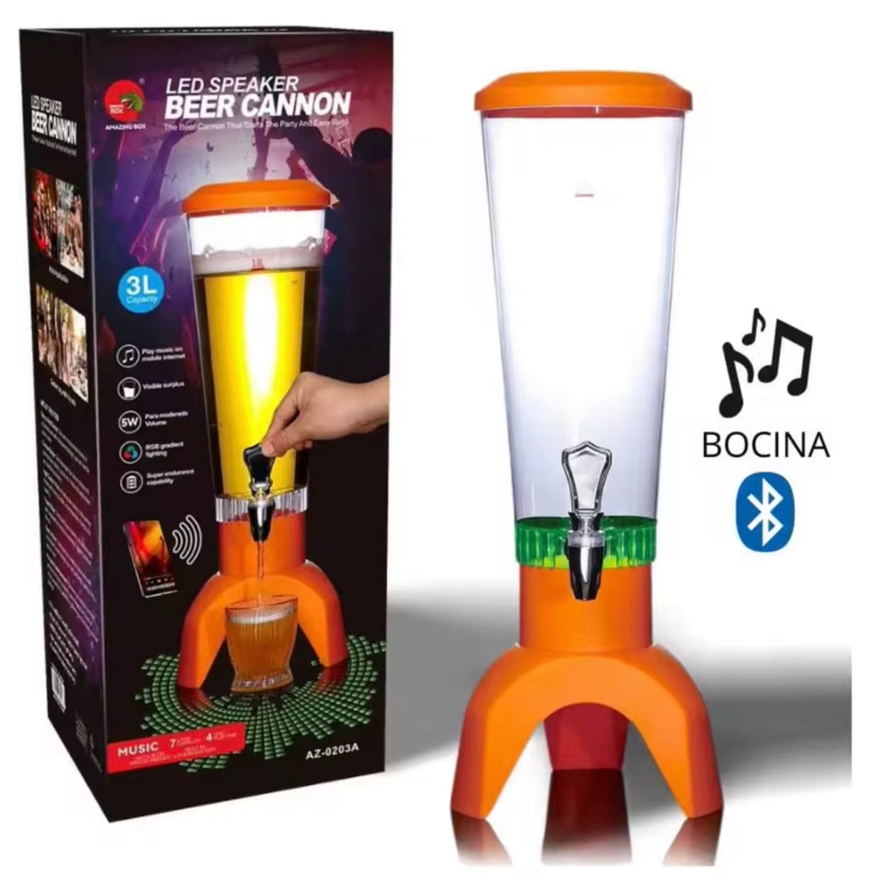 Dispensador de Bebidas 3L con Parlante Bluetooth y Luces LED | Terrakon Online