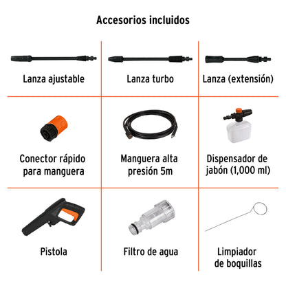 Hidrolavadora Eléctrica 1500 PSI de Alta Presión para Auto y Hogar