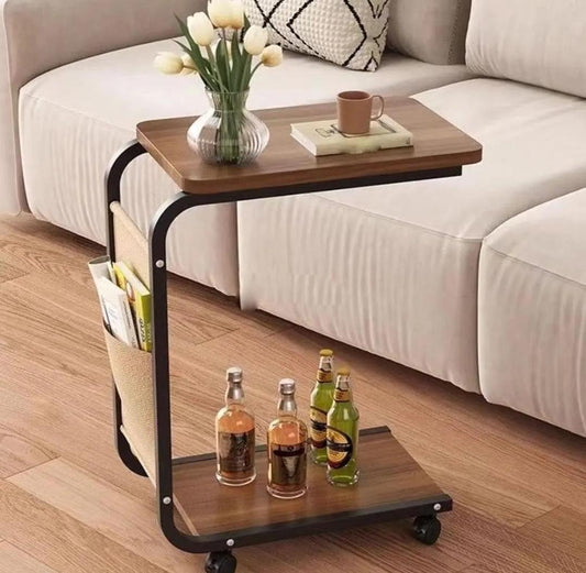 Mesa Auxiliar Tipo C con Ruedas y Porta Revistas | Terrakon Online