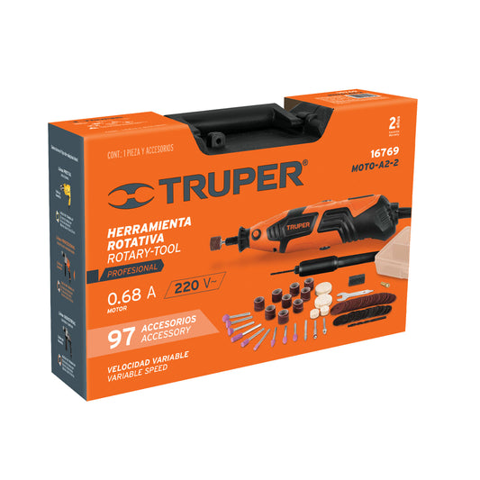 Moto Tool Profesional TRUPER 220V 150W con 100 Accesorios y Estuche | Herramienta Multifunción