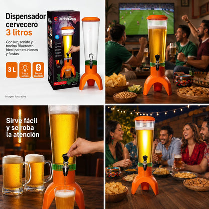 Dispensador de Bebidas 3L con Parlante Bluetooth y Luces LED RGB