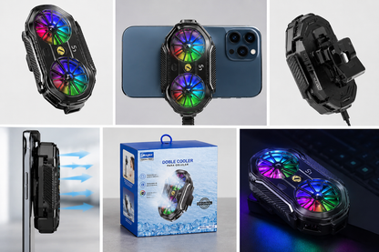 Doble Cooler para Celular RGB | Refrigerador Gamer para Smartphone | Enfriador Portátil con Semiconductores
