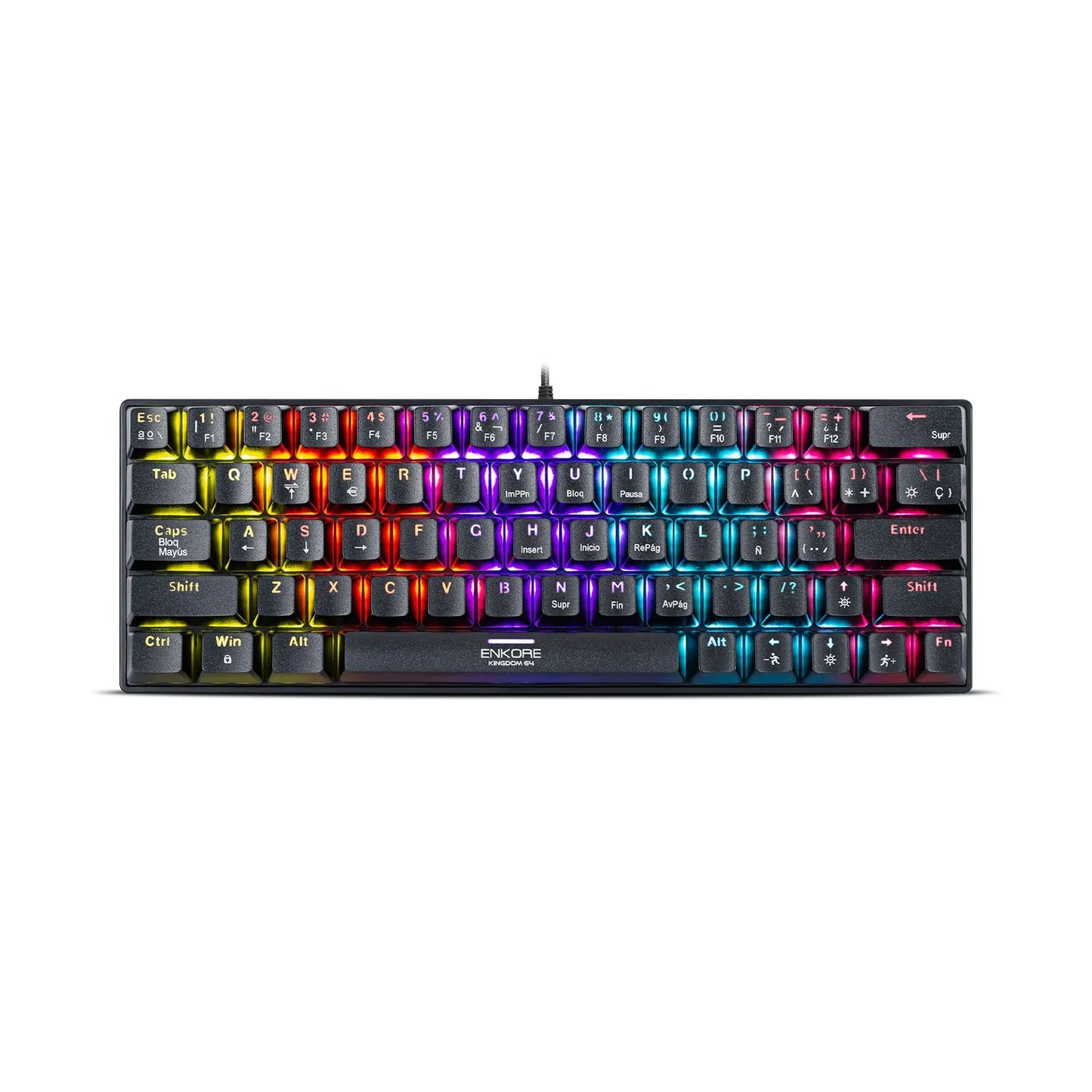 Teclado Mecánico Gamer 60% Enkore Kingdom ENK1008 RGB USB - 64 Teclas