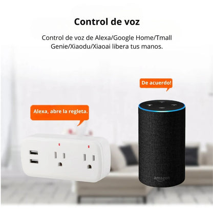 Enchufe Inteligente WiFi con 2 Tomacorrientes y 2 Puertos USB