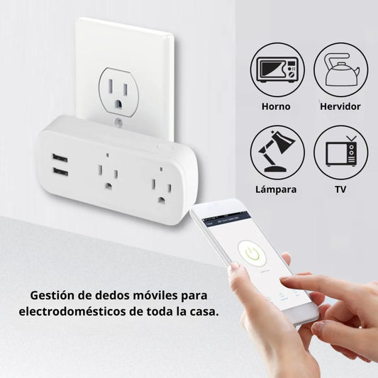 Enchufe Inteligente WiFi con 2 Tomacorrientes y 2 Puertos USB